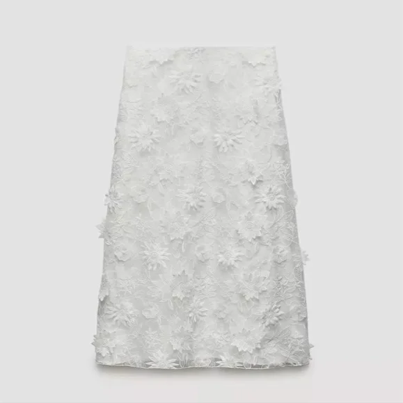 EMBROIDERED MIDI SKIRT ZW COLLECTION SIZE M - Picture 6 of 9